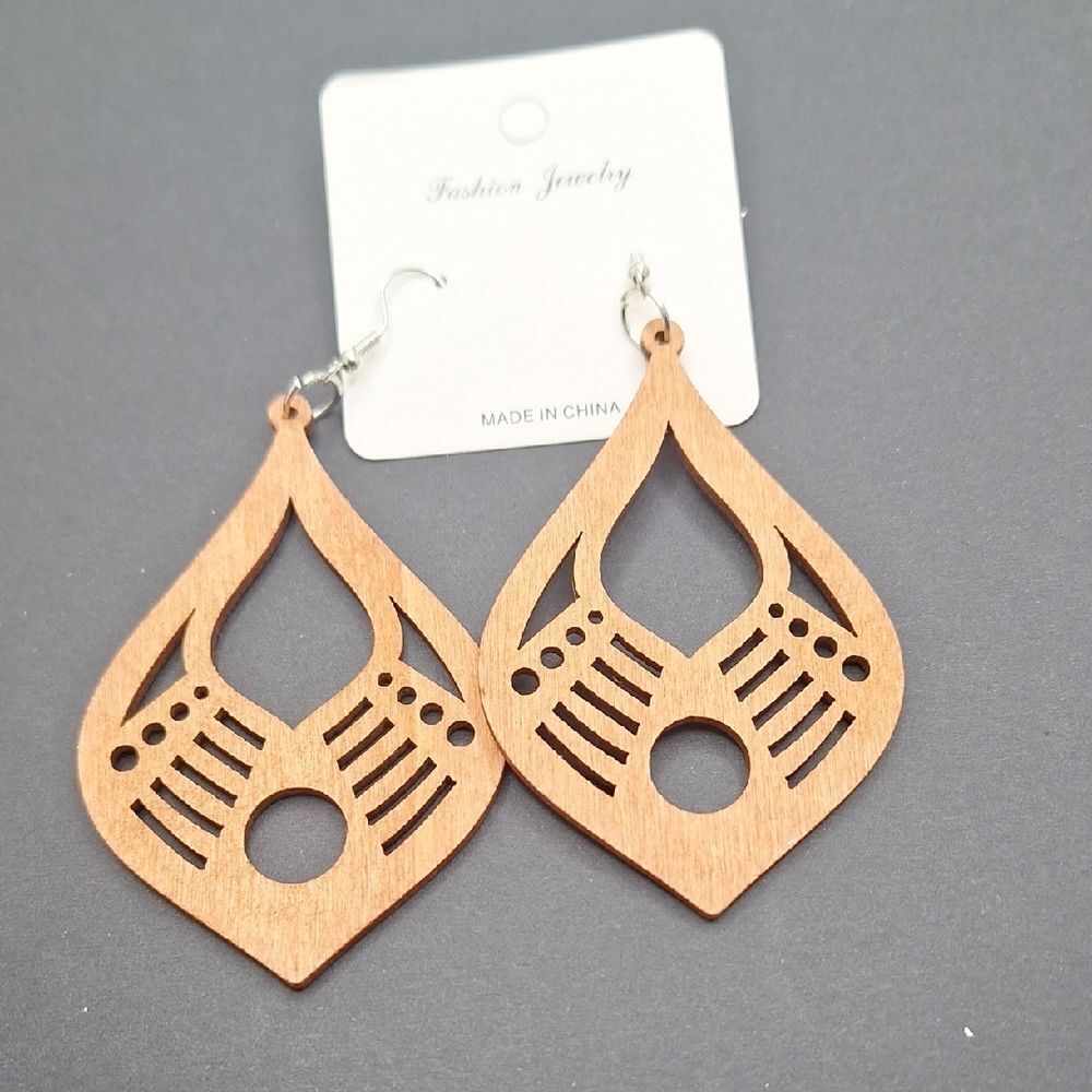 Elegant Wooden Teardrop Earrings